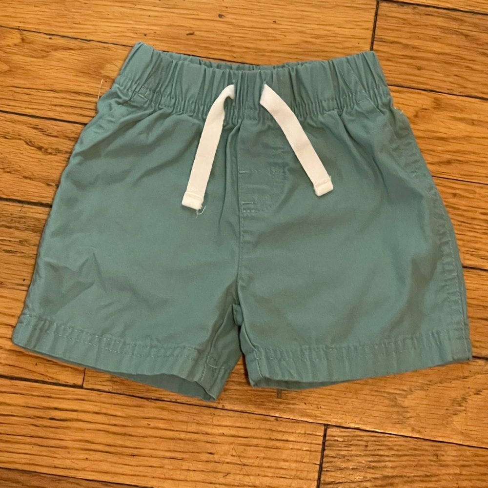 Carter's White and Green Elastic Waist Shorts - Picture 1 of 4